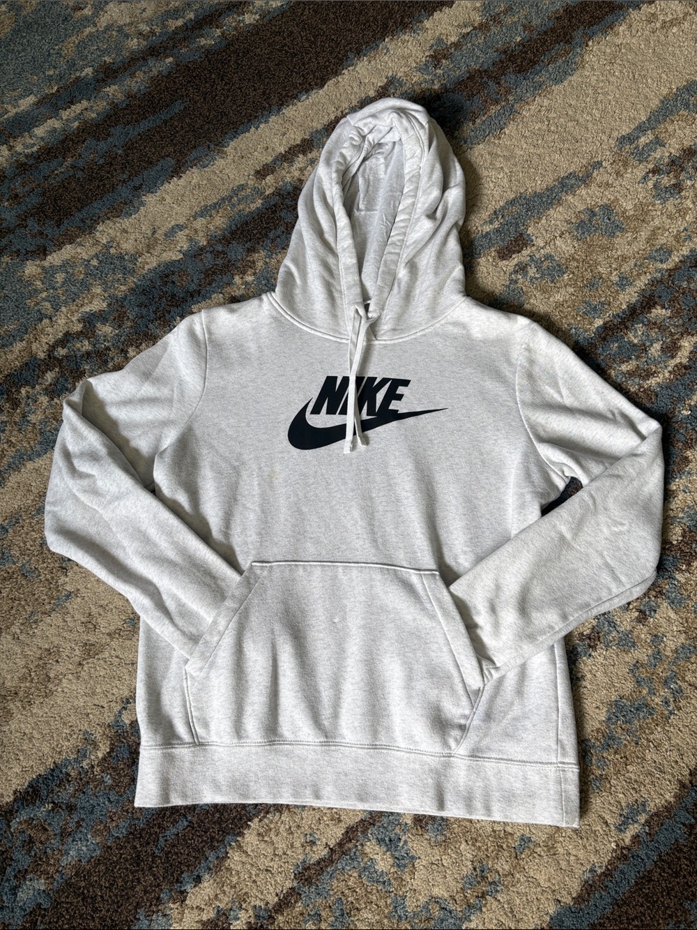 Nike Light Gray Pullover Hoodie with Black Swoosh